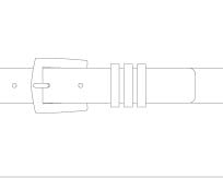 Dessin au trait simple d'une ceinture avec une boucle rectangulaire et deux passants de ceinture.