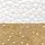 Des surfaces texturées blanches et brunes avec des motifs circulaires se rencontrent horizontalement.