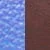 Gros plan de deux surfaces texturées côte à côte : tissu bleu avec un motif tissé à gauche et cuir marron lisse à droite.