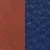 Image divisée de texture de cuir marron à gauche et de tissu bleu foncé avec un motif ondulé à droite.
