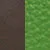 Une image divisée montrant une surface texturée marron à gauche et un motif tissé vert à droite.