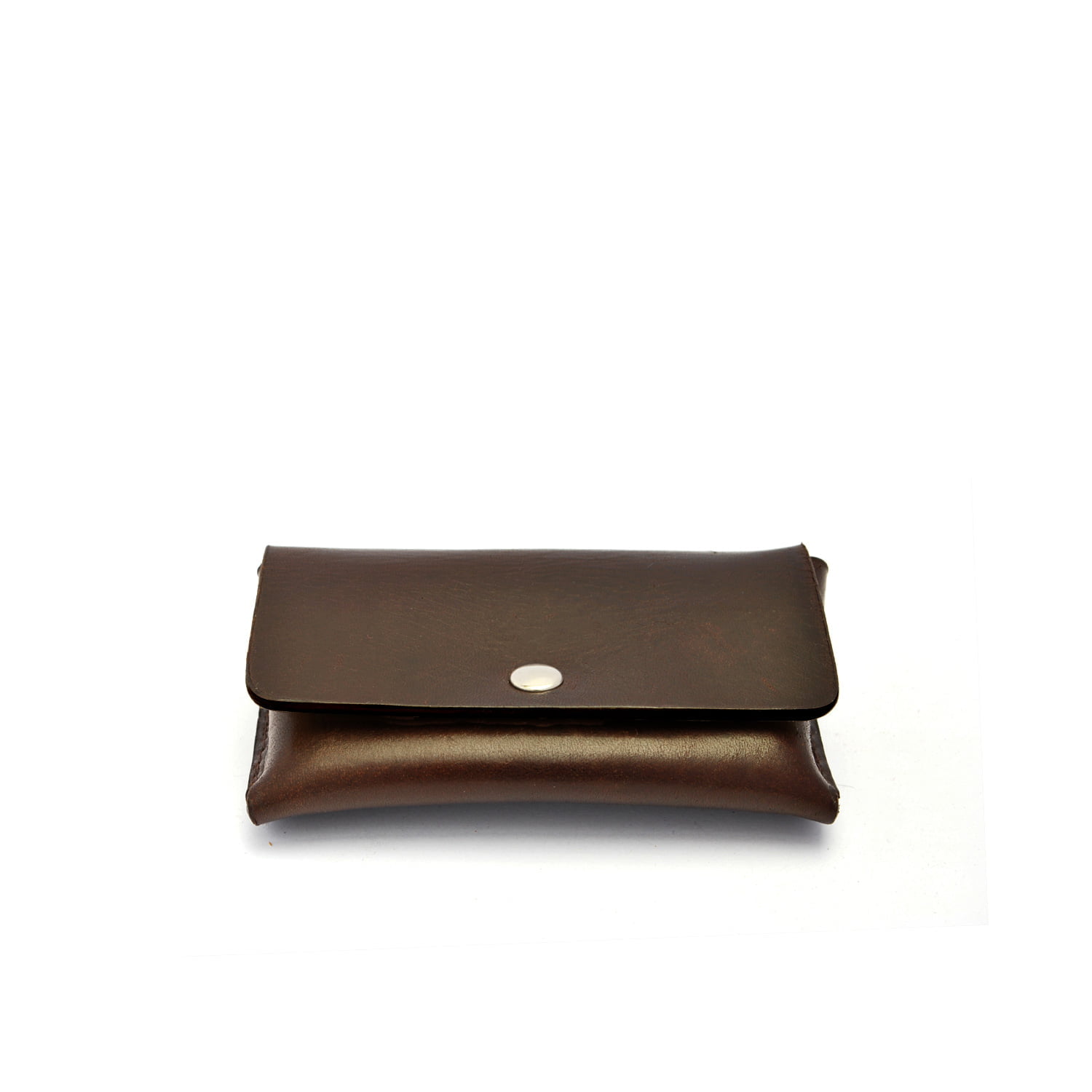 Porte-monnaie En Cuir De Vachette Giudi - Fermeture à Ressort, Marron Foncé, Fabrication Italienne