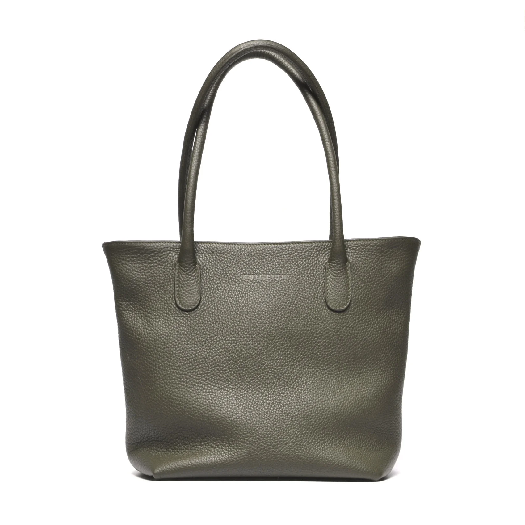 Sac à main en cuir vert foncé au design simple et à deux bandoulières, doté d'une surface texturée.