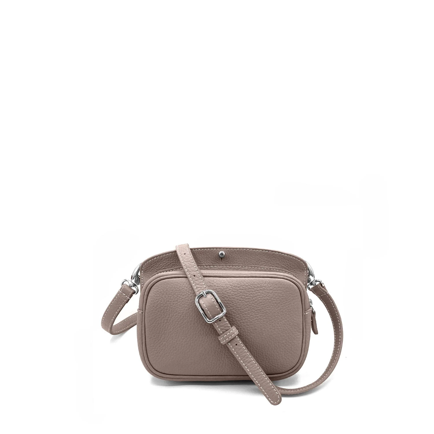 Le MAE Bandoulière, un petit sac bandoulière beige, est doté d'une bandoulière réglable et d'un compartiment principal zippé.